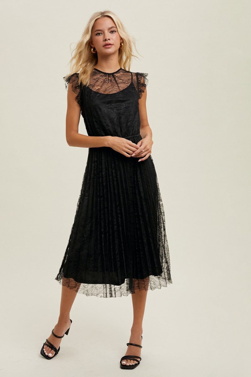 lacepleatedmididress